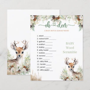 Papier Jeu pour Baby Shower Garçon Cerf de la Forêt