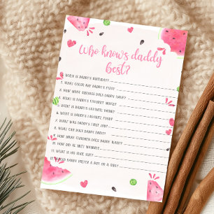 Papier Jeu Qui Connaît le mieux Papa Fille Douche Pastèqu