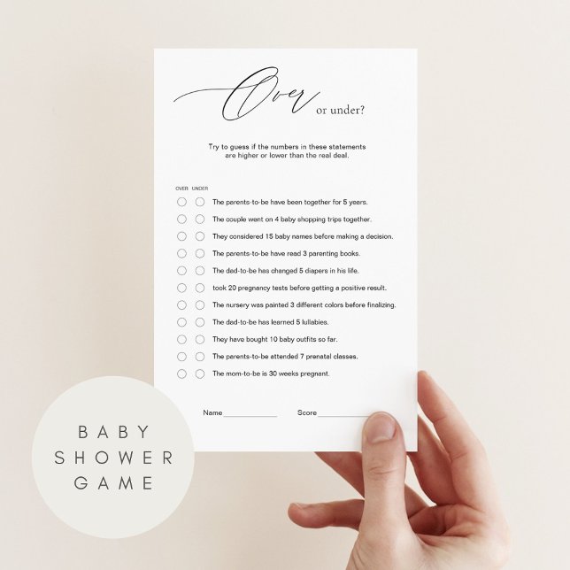 Papier Jeu Quiz sur ou sous Baby shower (Créateur téléchargé)