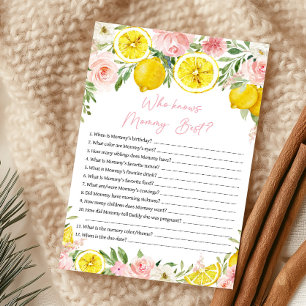 Papier Jeu Rose Floral Lemon Qui Connaît le Mieux Maman