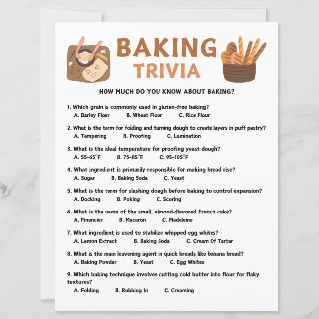 Papier Jeu Trivia Baking (Devant)
