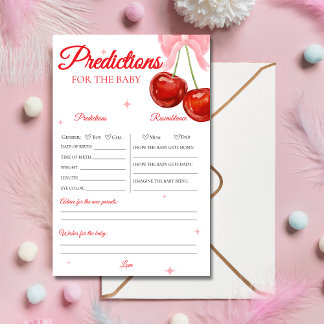 Papier Jeu unique de prédictions de Baby shower cerise