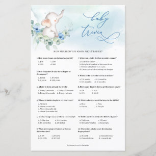 Papier Jeu Whimsical éléphant bleu poussiéreux Baby Trivi