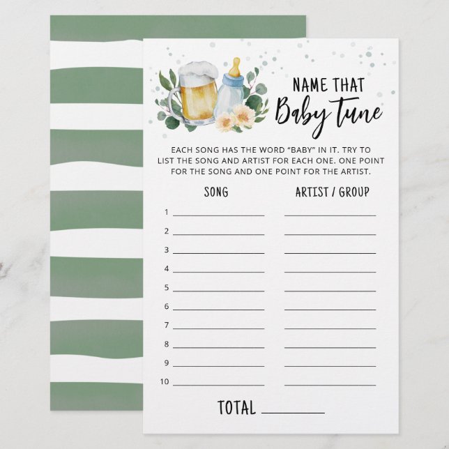 Papier Jeune pousse bébé brasse jeu devinez ce nom de cha (Devant / Derrière)