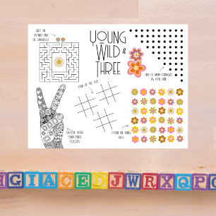Papier Jeune, sauvage et trois   Set de table d'activité 