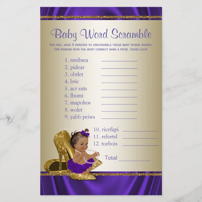 Papier Jeux africains américains de Baby shower féminin (Devant)