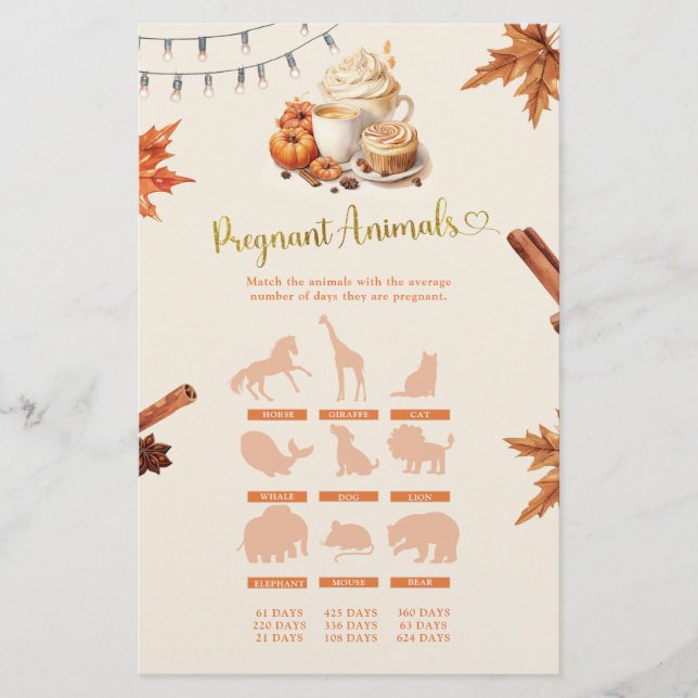 Papier Jeux d'animaux enceintes de citrouille d'automne (Devant)