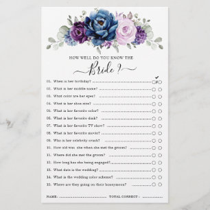 Papier Jeux de Baby Shower Bleu Poussiéreux Violet Navy L