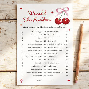 Papier Jeux de Baby Shower Cerise Plutôt Que