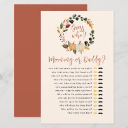 Papier Jeux de Baby Shower Couronne d'Automne Guess Who