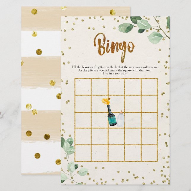 Papier Jeux de Baby shower de Bingo Bouteilles (Devant / Derrière)