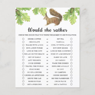 Papier Jeux de baby shower Écureuil / Préférerait-Elle