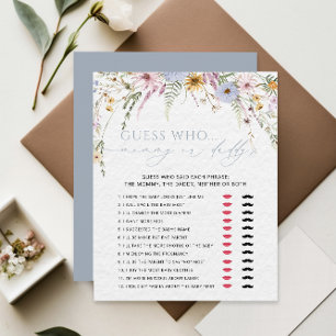 Papier Jeux de Baby Shower Fille de Maman ou Papa Fleur S