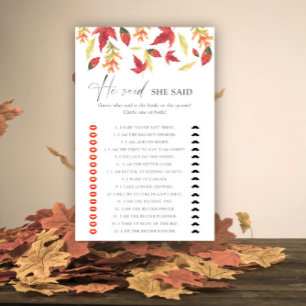 Papier Jeux de baby shower "Il a dit, elle a dit" sur le 