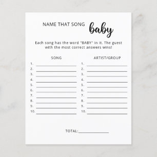 Papier Jeux de baby shower "Nommez cette chanson"