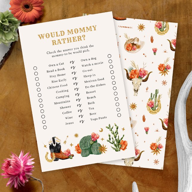 Papier Jeux de Baby Shower Occidentaux (Baby Shower Western Theme Game Card by Painted Paperie
)
