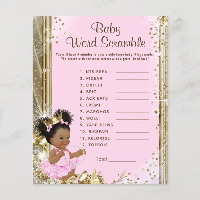 Papier Jeux de Baby shower Princess (Devant)