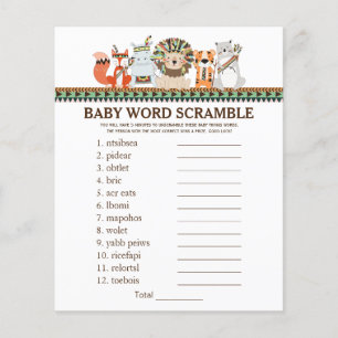 Papier Jeux de baby shower tribaux - Mots mêlés, rime et