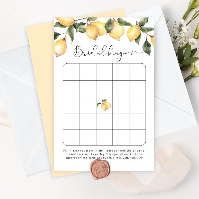 Papier Jeux de bingo de douche nuptiale de citrons d'aqua (Créateur téléchargé)