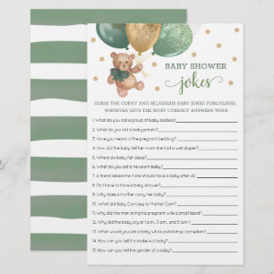 Papier Jeux de blagues pour bébé Shower Bébé Ourson Vert