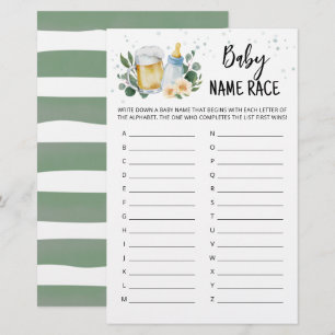 Papier Jeux de course de noms de bébé Greenery Baby Is Br
