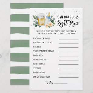 Papier Jeux de devinette de prix Baby Greenery en cours d