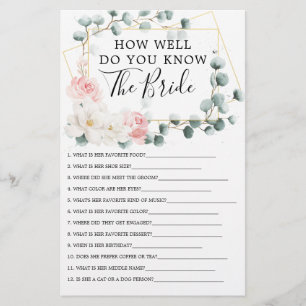Papier Jeux de Fête des mariées à double face Floral Gree