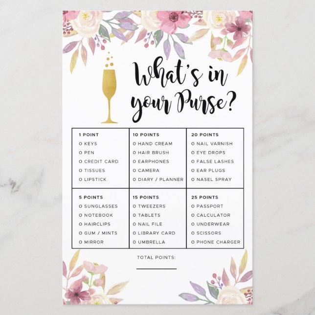 Papier Jeux de Fête des mariées Ce qu'il y a dans votre s (Devant)