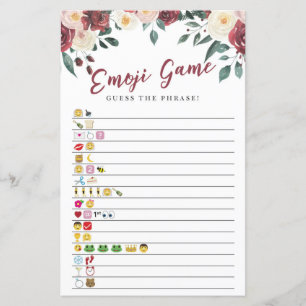 Papier Jeux de Fête des mariées Guess Game Floral