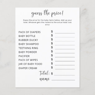 Papier Jeux de fête   Jeu de devinette de prix