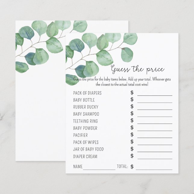 Papier Jeux de la Fête de la verdure | Jeu devis de prix (Devant / Derrière)