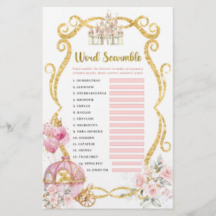 Papier Jeux de mots mêlés du carrosse rose de la princess