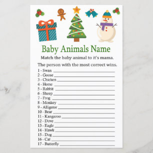 Papier Jeux de nom d'animaux de bébé bonhomme de neige ba