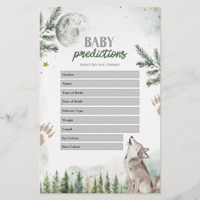 Papier Jeux de prédictions pour bébés Wolf Forest (Devant)
