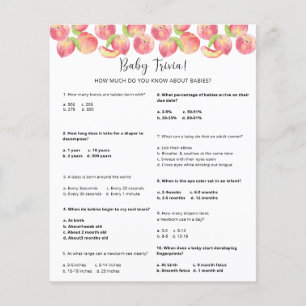 Papier Jeux de quiz Peach Baby Jeu de baby shower