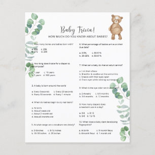 Papier Jeux de quiz sur les bébés ours Jeu de baby show