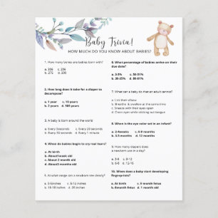 Papier Jeux de quiz sur les bébés ours Jeu de baby show