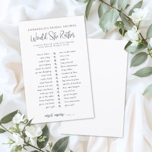 Papier Jeux de Salle de Fête de Mariage "Préférerait-Elle