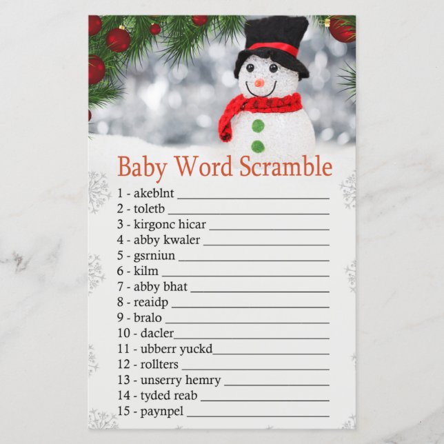 Papier Joli bonhomme de neige Bébé jeu de bousculade mot (Devant)
