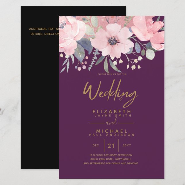 Papier Joli budget fille Rosegold Blush rose floral A9 (Devant / Derrière)