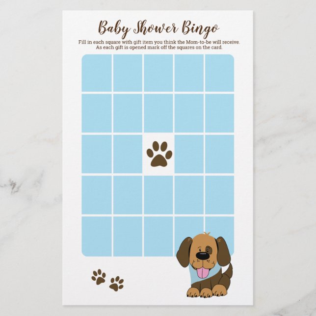 Papier Joli Chien Chien Chien Baby shower Bingo Jeu (Devant)