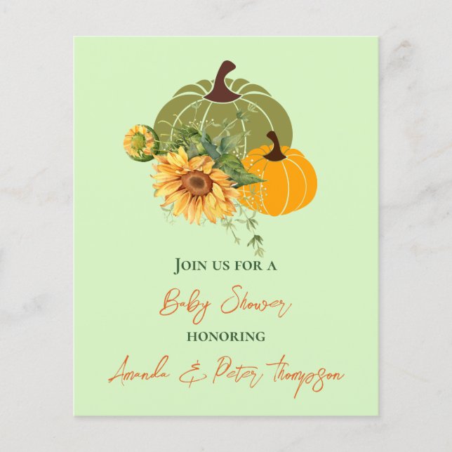 Papier Joli Citrouille Sunflowers Baby shower Jaune (Devant)