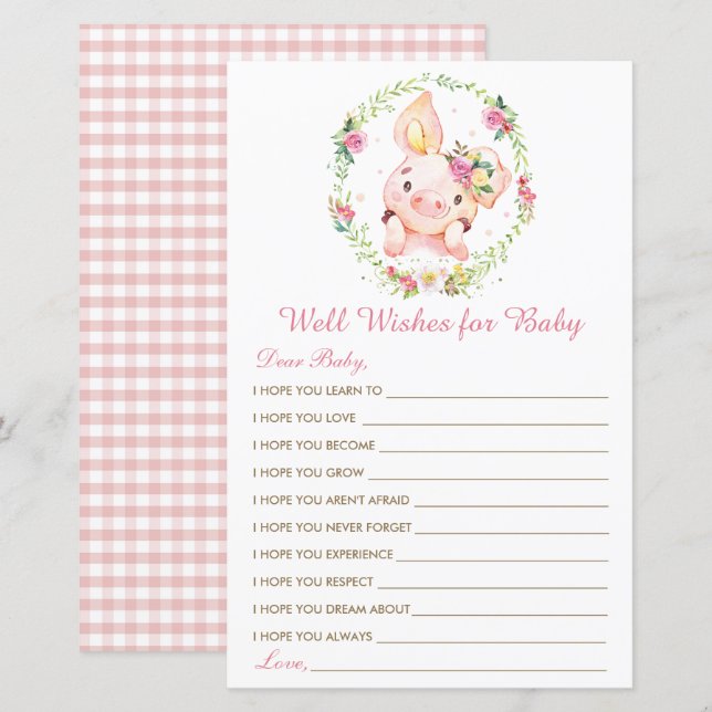 Papier Joli Cochon Rose Piglet Wives for Baby Game (Devant / Derrière)