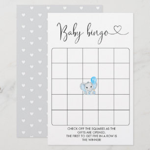 Papier Joli éléphant Baby shower de Bingo Jeu