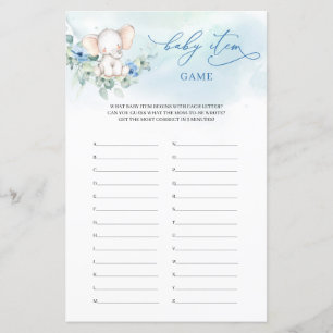 Papier Joli éléphant bleu fleurs verdure Baby Item Jeu