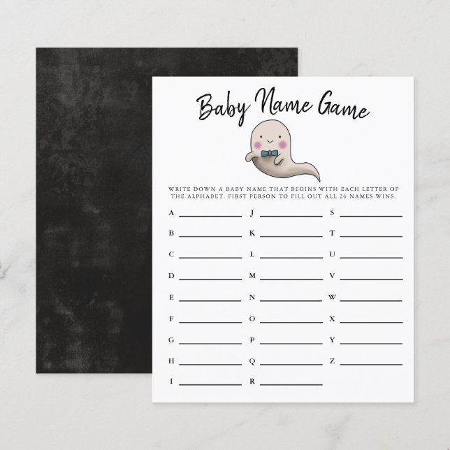 Papier Joli Ghost Garçon Nom de bébé Douche Jeu (Devant / Derrière)