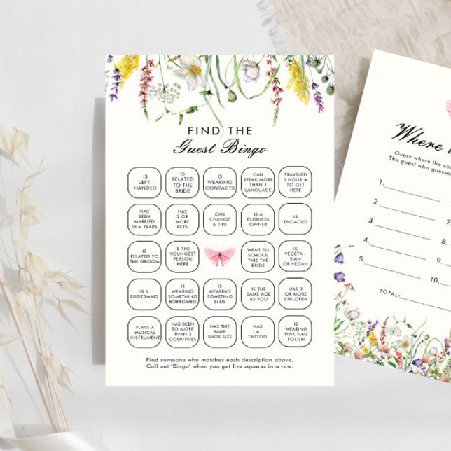 Papier Joli jeu de bingo Pretty Boho Floral Find The Gues (Créateur téléchargé)