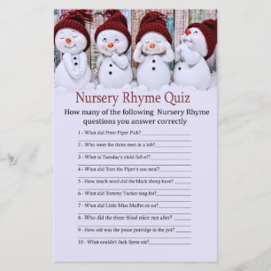 Papier Joli jeu de jeu Noël Snowman Nursery Rhyme