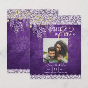 Papier Joli Mariage de dentelle WISTERIA violet rustique
