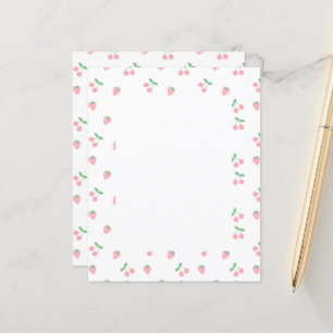 Papier Joli Motif de fruits de fraise de cerise rose